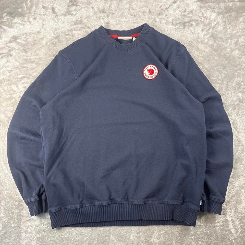 Fjallraven Men’s XL Navy Blue Crewneck Sweatshirt Logo Patch Sweden Outdoor